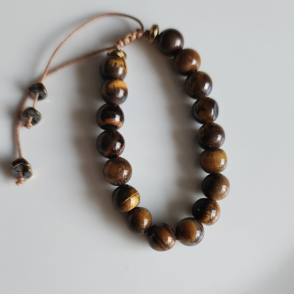 Tiger Eye Beaded Bracelet Unisex - Picture 1 of 7